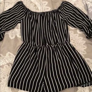 BLACK & WHITE STRIPE ROMPER